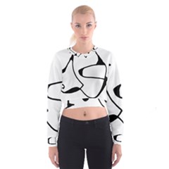 Black And White Abstract Linear Decorative Art Cropped Sweatshirt