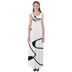 Black And White Abstract Linear Decorative Art Empire Waist Maxi Dress by dflcprintsclothing