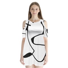 Black And White Abstract Linear Decorative Art Shoulder Cutout Velvet One Piece by dflcprintsclothing