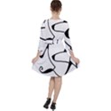 Black And White Abstract Linear Decorative Art Quarter Sleeve Ruffle Waist Dress View2