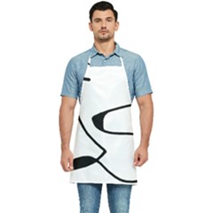 Black And White Abstract Linear Decorative Art Kitchen Apron by dflcprintsclothing