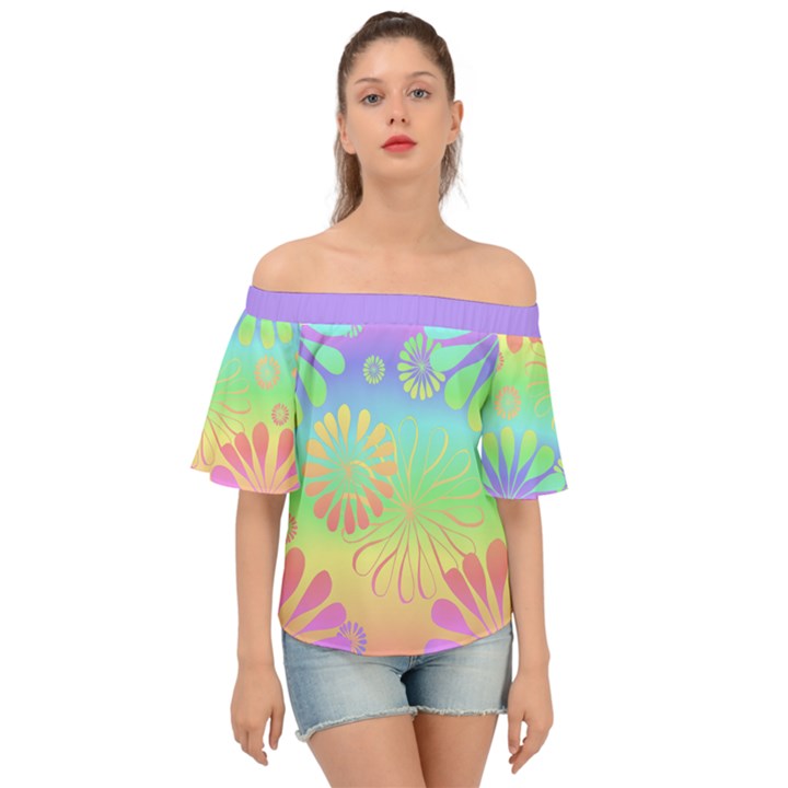 Tie Dye 2 Off Shoulder Short Sleeve Top