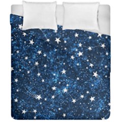 Dark Blue Stars Duvet Cover Double Side (california King Size) by AnkouArts