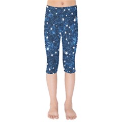 Dark Blue Stars Kids  Capri Leggings 