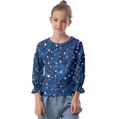 Dark Blue Stars Kids  Cuff Sleeve Top