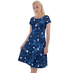 Dark Blue Stars Classic Short Sleeve Dress