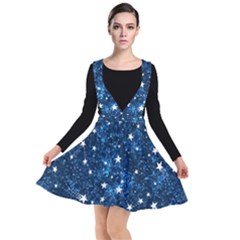 Dark Blue Stars Plunge Pinafore Dress