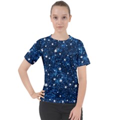 Dark Blue Stars Women s Sport Raglan Tee