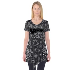 Dark Moon And Stars Short Sleeve Tunic  by AnkouArts