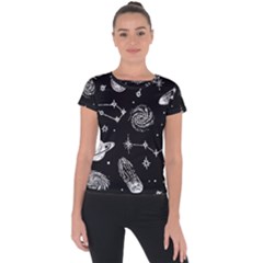 Dark Stars And Planets Short Sleeve Sports Top  by AnkouArts
