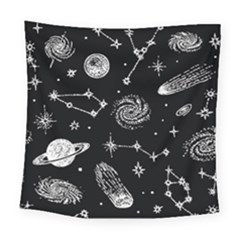 Dark Stars And Planets Square Tapestry (large) by AnkouArts