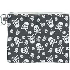 Skull And Cross Bone On Black Background Canvas Cosmetic Bag (xxxl) by AnkouArts