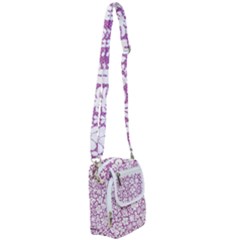 White Hawaiian Flowers On Purple Shoulder Strap Belt Bag by AnkouArts