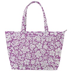 White Hawaiian Flowers On Purple Back Pocket Shoulder Bag  by AnkouArts