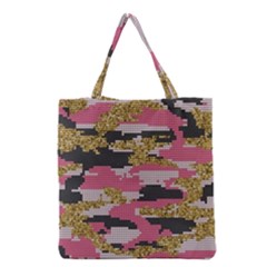 Abstract Glitter Gold, Black and Pink Camo Grocery Tote Bag