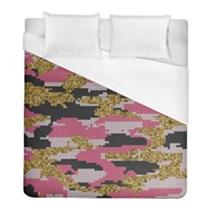 Abstract Glitter Gold, Black And Pink Camo Duvet Cover (full/ Double Size)