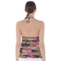 Abstract Glitter Gold, Black and Pink Camo Babydoll Tankini Top View2