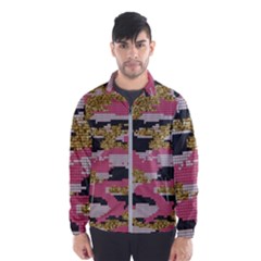 Abstract Glitter Gold, Black and Pink Camo Men s Windbreaker