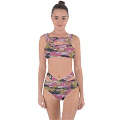 Abstract Glitter Gold, Black And Pink Camo Bandaged Up Bikini Set  by AnkouArts