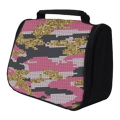 Abstract Glitter Gold, Black And Pink Camo Full Print Travel Pouch (small) by AnkouArts