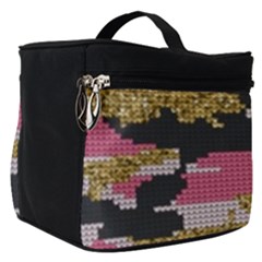 Abstract Glitter Gold, Black And Pink Camo Make Up Travel Bag (small) by AnkouArts