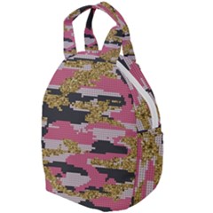 Abstract Glitter Gold, Black And Pink Camo Travel Backpacks by AnkouArts