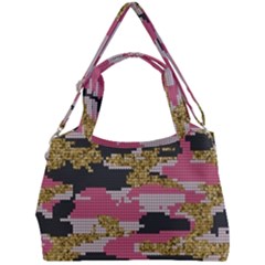 Abstract Glitter Gold, Black And Pink Camo Double Compartment Shoulder Bag