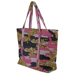 Abstract Glitter Gold, Black And Pink Camo Zip Up Canvas Bag by AnkouArts