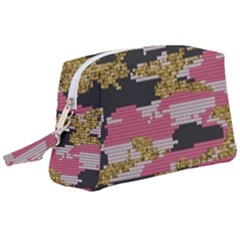 Abstract Glitter Gold, Black And Pink Camo Wristlet Pouch Bag (large) by AnkouArts