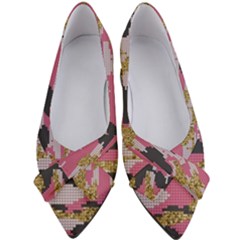 Abstract Glitter Gold, Black and Pink Camo Women s Bow Heels