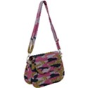 Abstract Glitter Gold, Black and Pink Camo Saddle Handbag View1