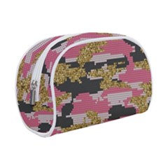 Abstract Glitter Gold, Black And Pink Camo Make Up Case (small)