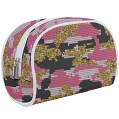 Abstract Glitter Gold, Black And Pink Camo Make Up Case (large)