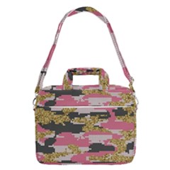 Abstract Glitter Gold, Black And Pink Camo Macbook Pro Shoulder Laptop Bag  by AnkouArts