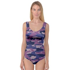 Abstract Purple Camo Princess Tank Leotard  by AnkouArts