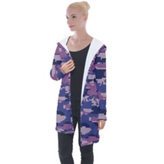 Abstract Purple Camo Longline Hooded Cardigan