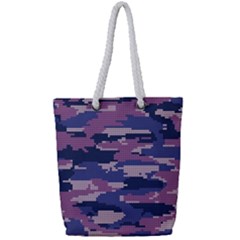 Abstract Purple Camo Full Print Rope Handle Tote (small) by AnkouArts