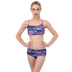 Abstract Purple Camo Layered Top Bikini Set by AnkouArts