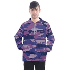 Abstract Purple Camo Men s Half Zip Pullover by AnkouArts