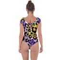 Black Leopard print with yellow, gold, purple and pink Short Sleeve Leotard  View2