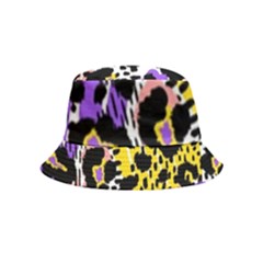 Black Leopard Print With Yellow, Gold, Purple And Pink Inside Out Bucket Hat (kids)