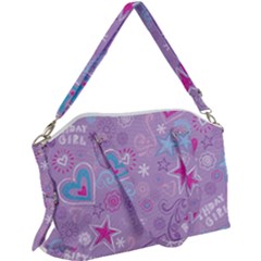  Hearts And Stars On Light Purple  Canvas Crossbody Bag by AnkouArts