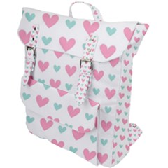 Pink Hearts One White Background Buckle Up Backpack by AnkouArts