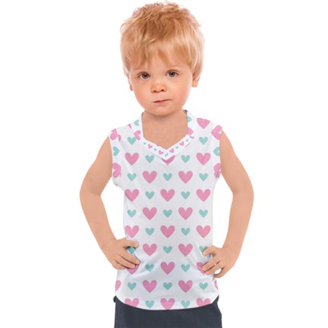 Pink Hearts One White Background Kids  Sport Tank Top by AnkouArts
