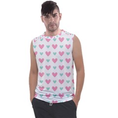 Pink Hearts One White Background Men s Regular Tank Top by AnkouArts