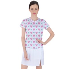 Pink Hearts One White Background Women s Sports Top