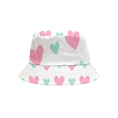 Pink Hearts One White Background Bucket Hat (kids) by AnkouArts