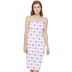 Pink Hearts One White Background Bodycon Cross Back Summer Dress by AnkouArts