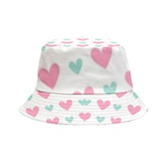 Pink Hearts One White Background Inside Out Bucket Hat by AnkouArts