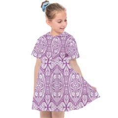 Purple Pattern Oval Kids  Sailor Dress by AnkouArts